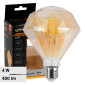 Immagine 1 - Universo Lampadina LED E27 4W Filament Forma Diamante Vetro Ambrato - mod. DM-OC