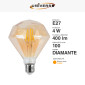 Immagine 2 - Universo Lampadina LED E27 4W Filament Forma Diamante Vetro Ambrato - mod. DM-OC