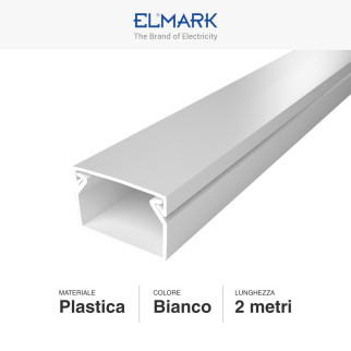Elmark Canalina Passacavi 25x16 in Plastica Colore Bianco