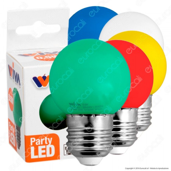 Wiva Lampadina LED E27 0,5W MiniGlobo G45 Colorata