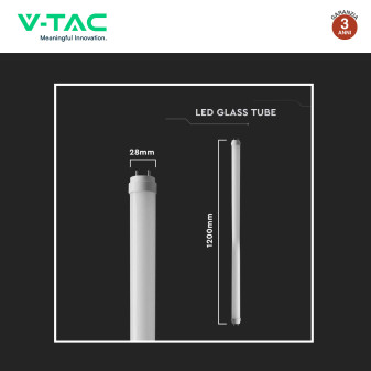 VT-1221 25 Tubi LED T8 G13 18W SMD 120cm in Vetro V-Tac