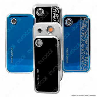 Silver Match Accendino USB in Metallo Antivento Ricaricabile con