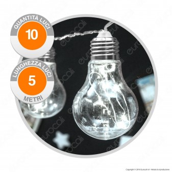 Catena Party 10 Lampadine LED Bianco Freddo THL 30V - per Interno e