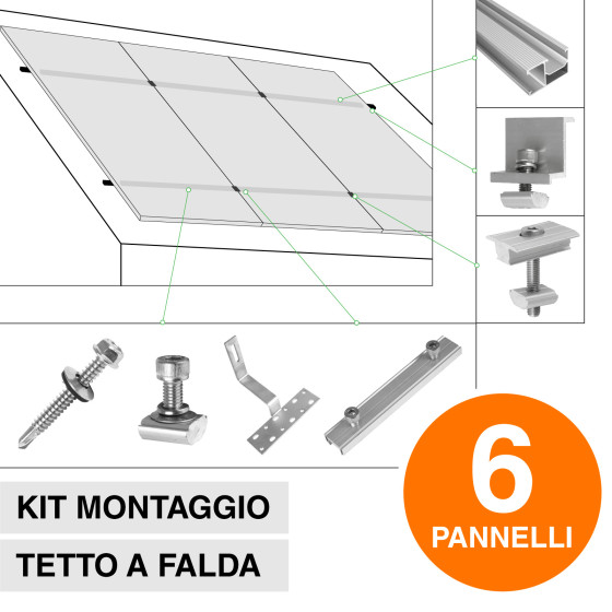 Kit Struttura Montaggio 6 Pannelli Solari Fotovoltaici V-Tac Kit Struttura Montaggio 6 Pannelli Solari Fotovoltaici V-Tac