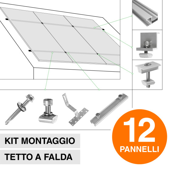 Kit Struttura Montaggio 12 Pannelli Solari Fotovoltaici V-Tac Kit Struttura Montaggio 12 Pannelli Solari Fotovoltaici V-Tac