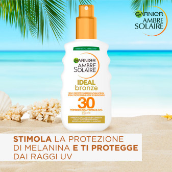 Spray Solare IP 30 Ideal Bronze Attiva Melanina Garnier Ambre Solaire
