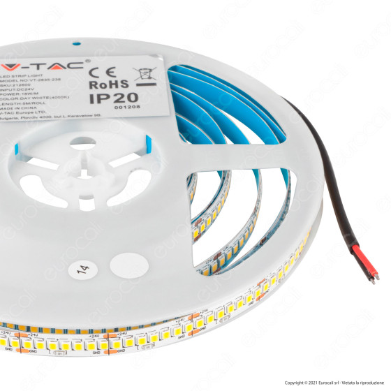 V-Tac VT-2835-238 Striscia LED Flessibile 90W SMD Monocolore 238 LED/metro 24V V-Tac VT-2835-238 Striscia LED Flessibile 90W SMD Monocolore 238 LED/metro 24V