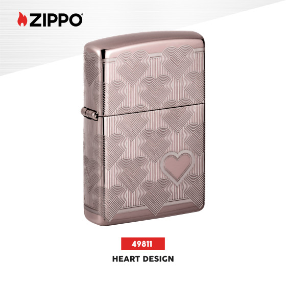 Accendino Zippo Premium mod. 49811 Heart Design Ricaricabile Antivento