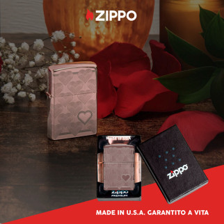 Accendino Zippo Premium mod. 49811 Heart Design Ricaricabile Antivento