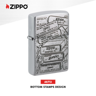 Accendino Zippo mod. 48713 Bottom Stamps Design Ricaricabile Antivento