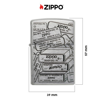 Accendino Zippo mod. 48713 Bottom Stamps Design Ricaricabile Antivento