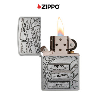 Accendino Zippo mod. 48713 Bottom Stamps Design Ricaricabile Antivento