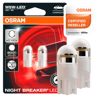 Osram Night Breaker LED Auto 1W Fari 12V - 2 Lampadine W5W