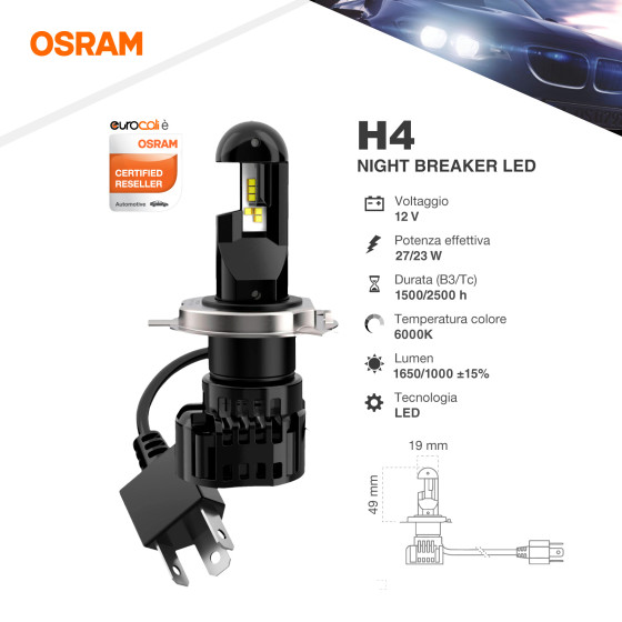 Lampadina LED Auto Night Breaker LED Plug&Play H4 12V 23/27W Osram