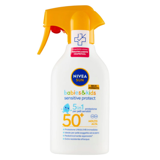 Babies & Kids Sensitive Protect Spray Solare Bambini SPF 50+ Nivea Sun Babies & Kids Sensitive Protect Spray Solare Bambini SPF 50+ Nivea Sun