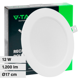 V-Tac VT-61012 Pannello LED Rotondo Slim 12W SMD da Incasso con Driver - SKU...