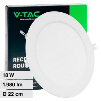 V-Tac VT-61018 Pannello LED Rotondo Slim 18W SMD da Incasso con Driver - SKU...