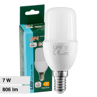 Life Lampadina LED E14 7W Bulb T38 Tubolare SMD - mod. 39.920512C30 /...