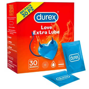 Preservativi Durex Love Extra Lube con Forma Easy On - Confezione da 30...