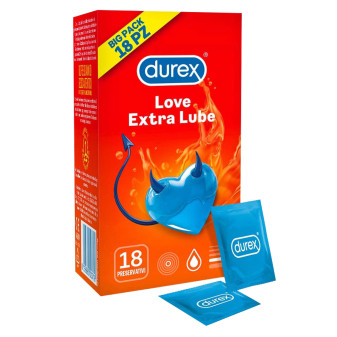 Preservativi Durex Love Extra Lube con Forma Easy On - Confezione da 18...