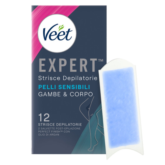 Strisce Depilatorie Gambe & Corpo per Pelli Sensibili Veet Expert 12pz