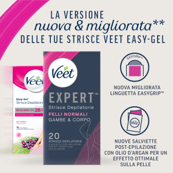 Strisce Depilatorie Gambe & Corpo per Pelli Normali Veet Expert 20pz