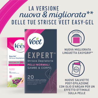Strisce Depilatorie Gambe & Corpo per Pelli Normali Veet Expert 20pz