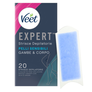 Strisce Depilatorie Gambe & Corpo per Pelli Sensibili Veet Expert 20pz
