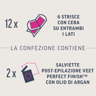Strisce Depilatorie Viso per Pelli Normali Veet Expert 12pz