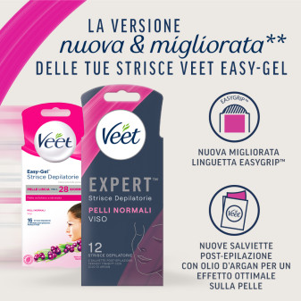 Strisce Depilatorie Viso per Pelli Normali Veet Expert 12pz