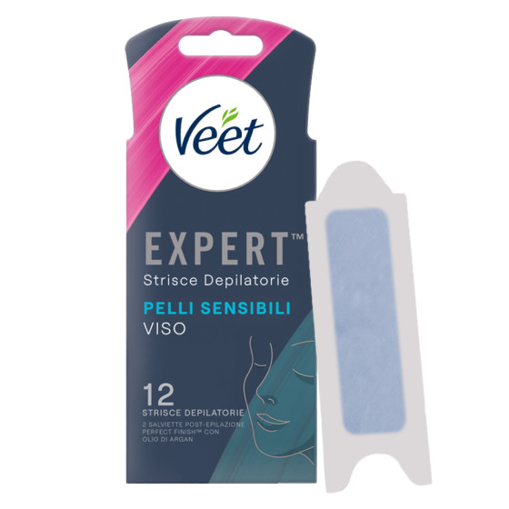 Strisce Depilatorie Viso per Pelli Sensibili Veet Expert 12pz Strisce Depilatorie Viso per Pelli Sensibili Veet Expert 12pz