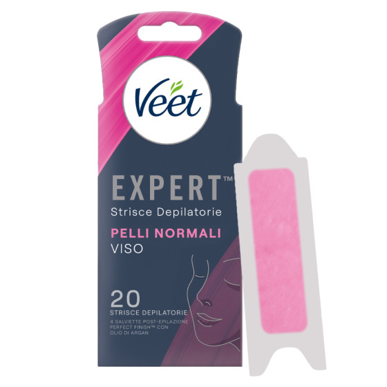 Strisce Depilatorie Viso per Pelli Normali Veet Expert 20pz Strisce Depilatorie Viso per Pelli Normali Veet Expert 20pz