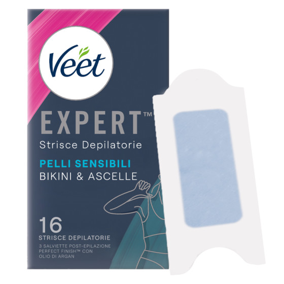 Strisce Depilatorie Bikini & Ascelle per Pelli Sensibili Veet Expert 16pz Strisce Depilatorie Bikini & Ascelle per Pelli Sensibili Veet Expert 16pz