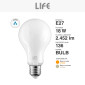 Immagine 4 - Life Lampadina LED E27 Filament 18W Bulb A70 Milky Vetro Bianco - mod. 39.920359CM / 39.920359NM