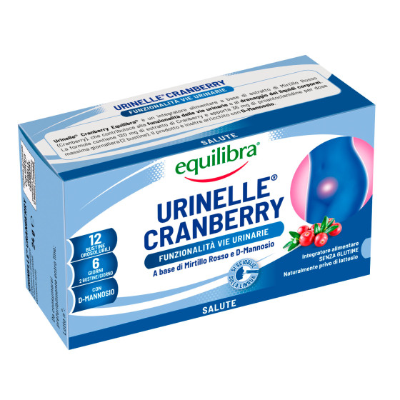 Equilibra Integratore per il Benessere delle Vie Urinarie Urinelle Cranberry e D-Mannosio - Confezione da 12 Bustine