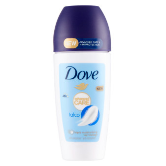 Dove Deodorante Roll-On Talco 48h 0% Alcol e Antitraspirante - Flacone da 50ml