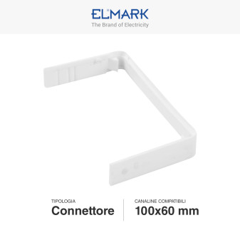 Elmark Connettore per Canaline Passacavi 100x60 in Plastica Bianca