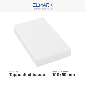 Elmark Tappo di Chiusura Canaline Passacavi 100x60 in Plastica Bianca