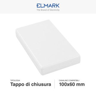 Elmark Tappo di Chiusura Canaline Passacavi 100x60 in Plastica Bianca