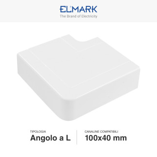 Elmark Angolo a L per Canaline Passacavi 100x40 in Plastica Bianca