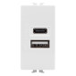 Immagine 2 - MAPAM Presa USB A+C T3-Joy 533B Bianco - Confezione 10pz - mod. 533B - Compatibile con BTicino MATIX