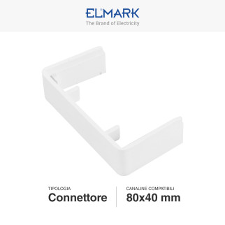 Elmark Connettore per Canaline Passacavi 80x40 in Plastica Bianca