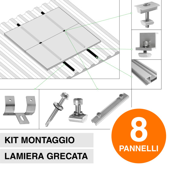 Struttura Montaggio 8 Pannelli Solari Fotovoltaici V-Tac Kit Struttura Montaggio 8 Pannelli Solari Fotovoltaici V-Tac Kit