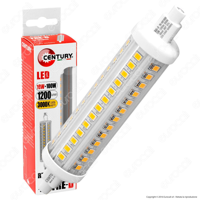 Century TRE-D Lampadina LED R7s J118 10W Bulb Tubolare - mod.