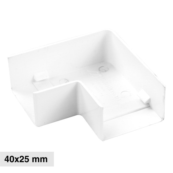 Elmark Angolo a L per Canaline Passacavi 40x25 in Plastica Bianca Elmark Angolo a L per Canaline Passacavi 40x25 in Plastica Bianca