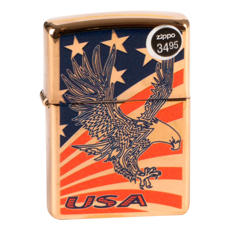 Accendino Zippo mod. 254B Eagle USA Ricaricabile Antivento Accendino Zippo mod. 254B Eagle USA Ricaricabile Antivento