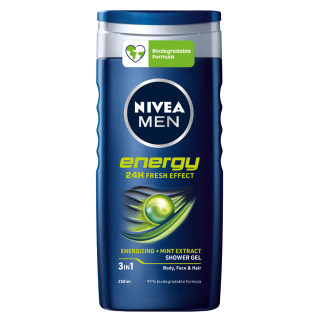 Energy Shower Gel 3in1 Uomo per Corpo Capelli Viso 250ml Nivea Men
