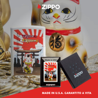 Accendino Zippo mod. 214 Lucky Cat Design Ricaricabile Antivento