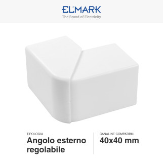 Elmark Angolo Esterno Regolabile per Canaline Passacavi 40x40