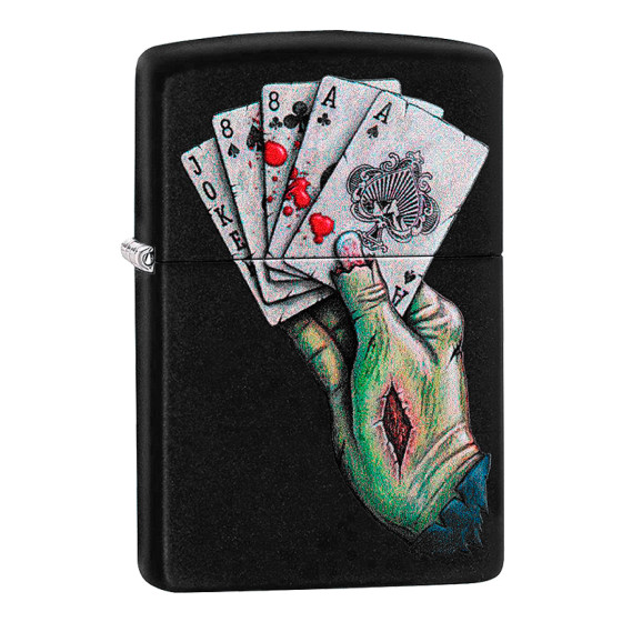 Accendino Zippo mod. 218 Dead Man's Hand Design Ricaricabile Antivento Accendino Zippo mod. 218 Dead Man's Hand Design Ricaricabile Antivento